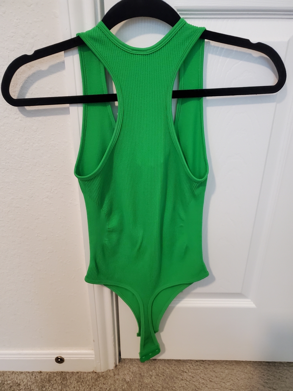 Green Ribbed Zip-Front One-Piece Bodysuit - Picture 3 of 3